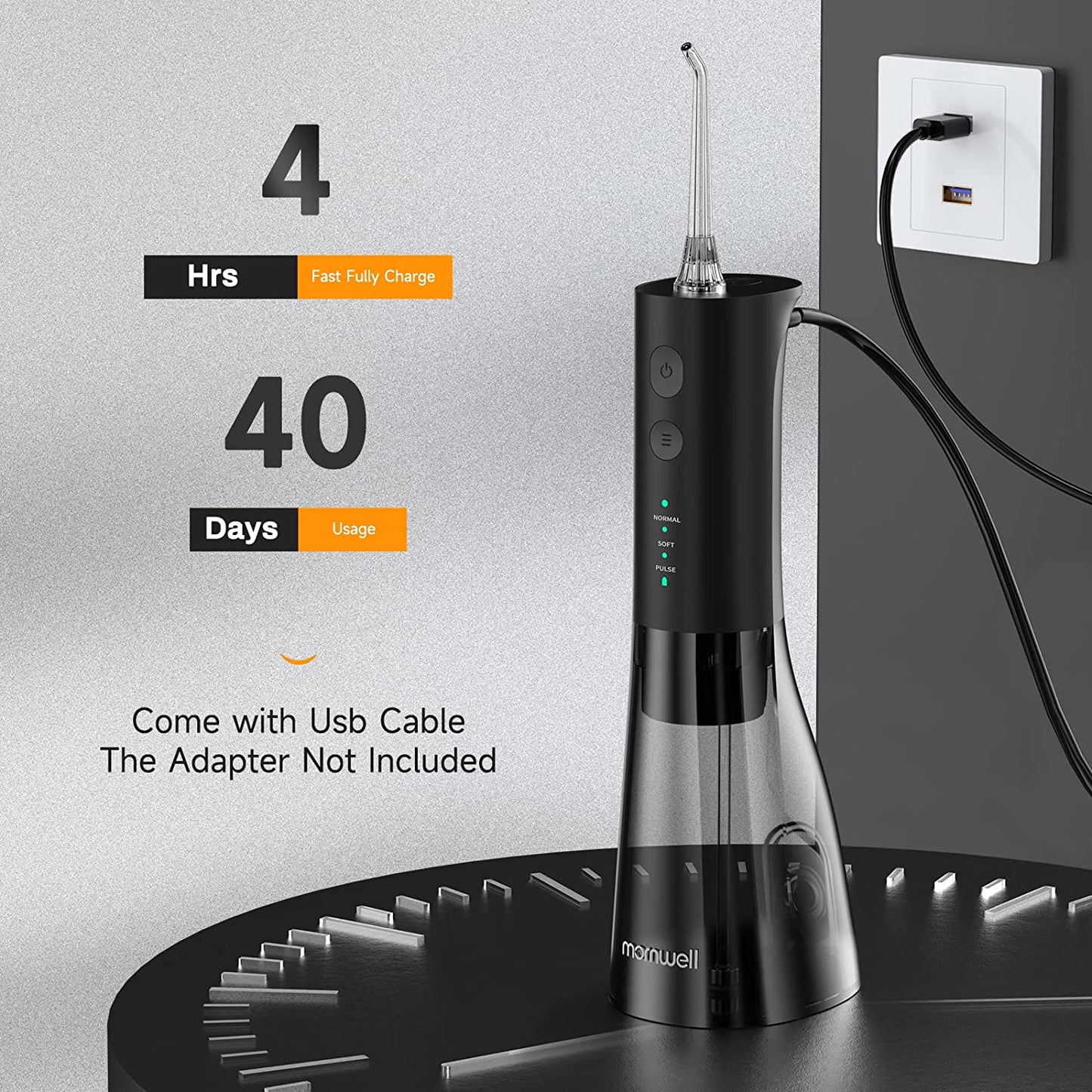 Water Flossers for Teeth, 300ML Cordless Water Flosser, 3S Pressure Crescendo Oral Irrigator, Professional Rechargeable Portable Water Flosser with 4 Tips