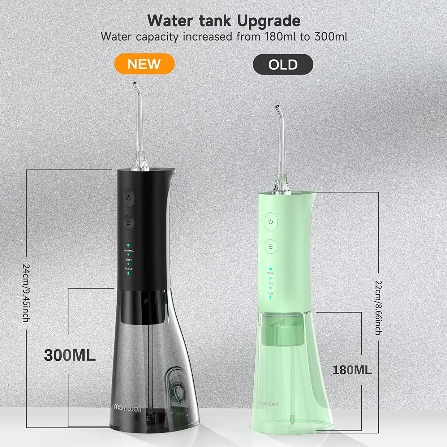 Water Flossers for Teeth, 300ML Cordless Water Flosser, 3S Pressure Crescendo Oral Irrigator, Professional Rechargeable Portable Water Flosser with 4 Tips
