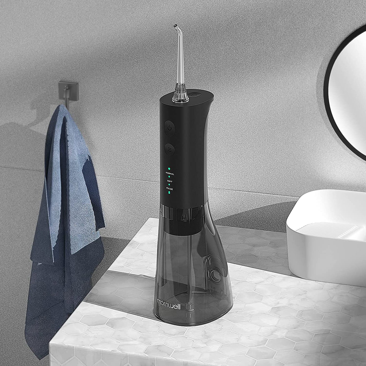 Water Flossers for Teeth, 300ML Cordless Water Flosser, 3S Pressure Crescendo Oral Irrigator, Professional Rechargeable Portable Water Flosser with 4 Tips