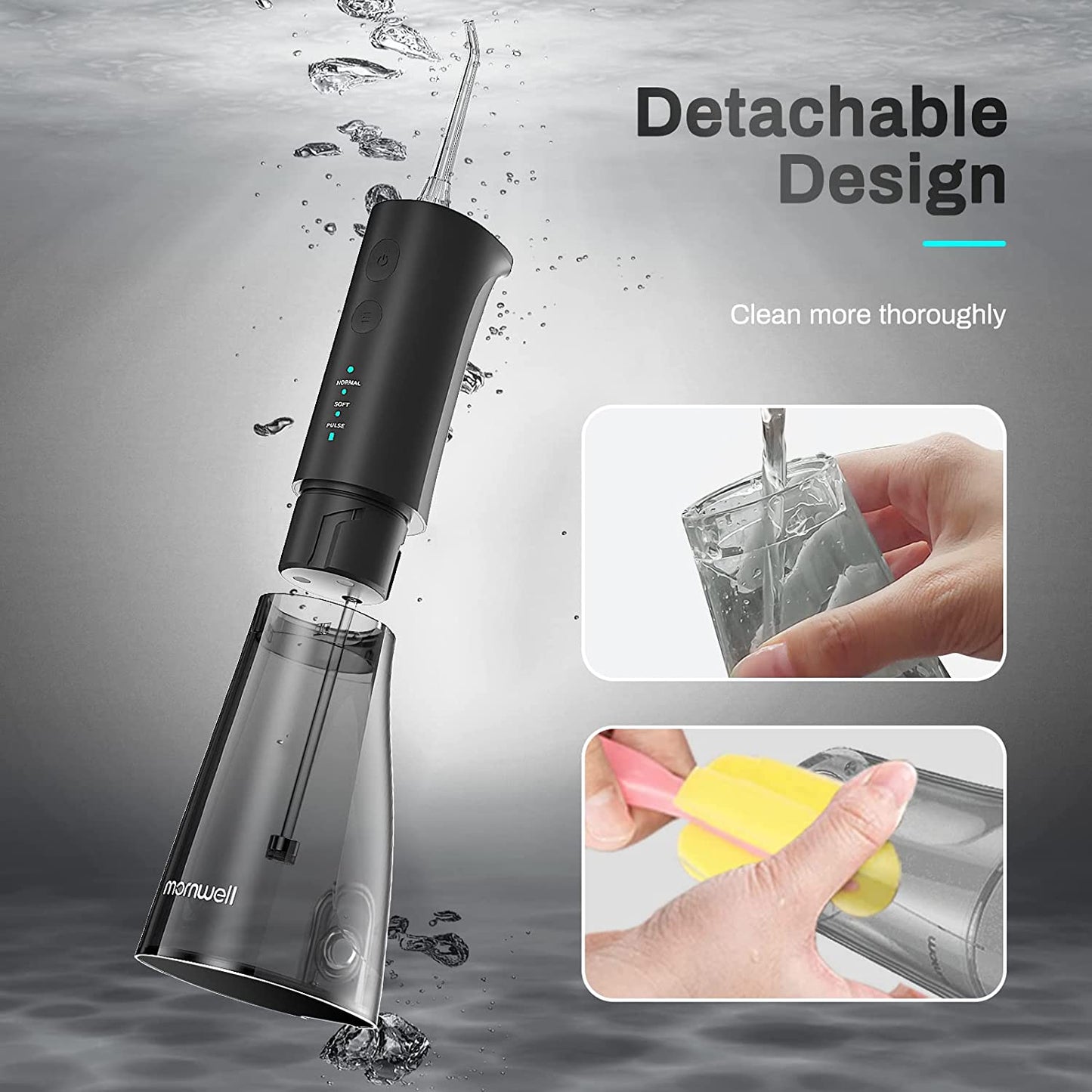 Water Flossers for Teeth, 300ML Cordless Water Flosser, 3S Pressure Crescendo Oral Irrigator, Professional Rechargeable Portable Water Flosser with 4 Tips