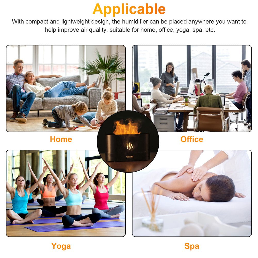 180Ml Flame Air Humidifier Essential Oil Diffuser, 3D USB 7 Color Light Aroma Diffuser for Home, Office, Spa, Gym
