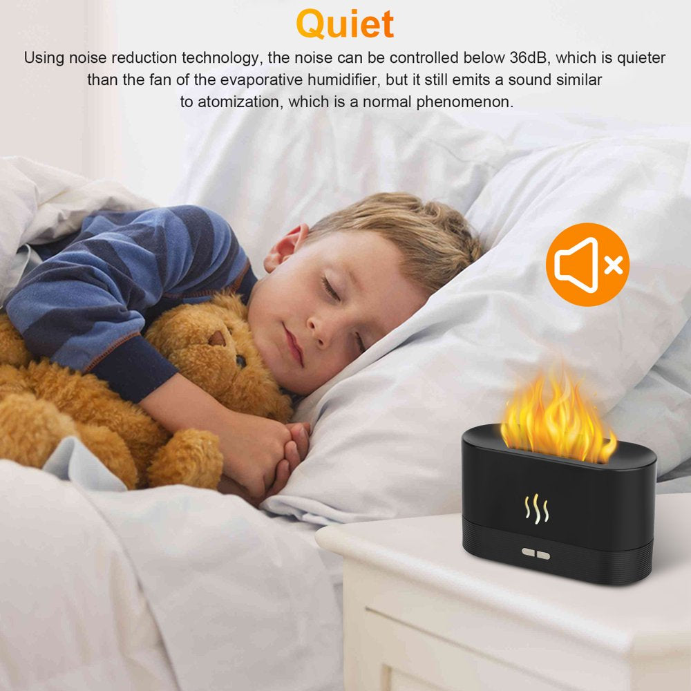 180Ml Flame Air Humidifier Essential Oil Diffuser, 3D USB 7 Color Light Aroma Diffuser for Home, Office, Spa, Gym