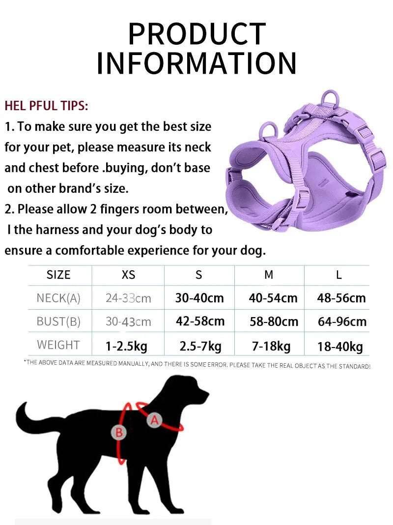 Dog Harness and Leash Set No Pull Dog Vest Harness PVC Waterproof Dog Leash Collar for Small Medium Large Dogs